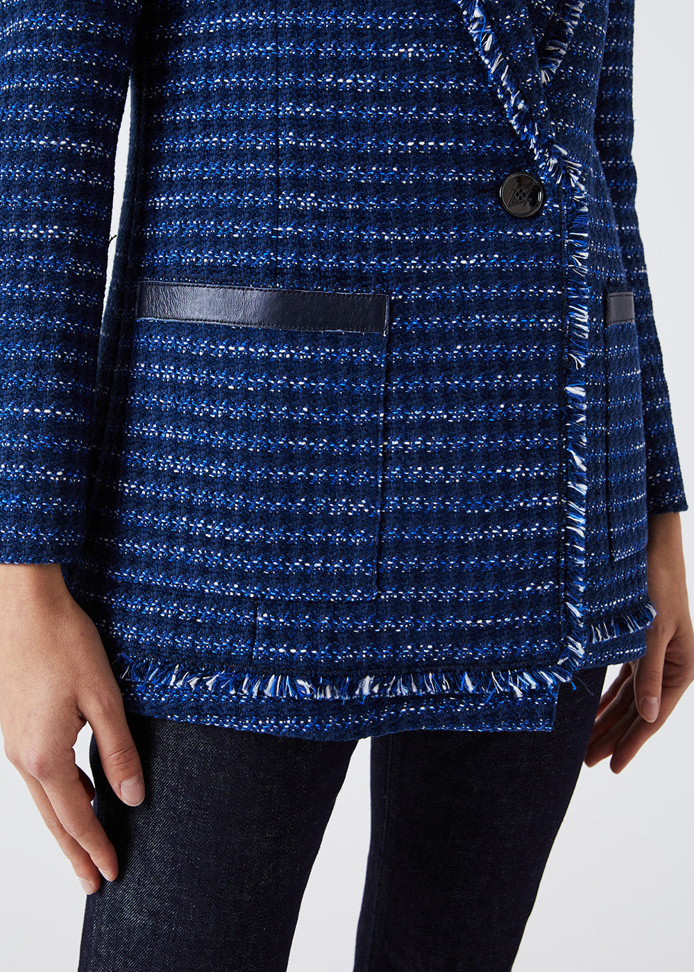 Veste longue tweed - Marine
