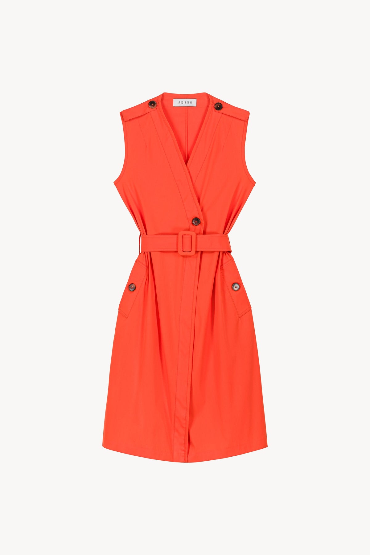 Robe sans manches portefeuill - Orange Vif