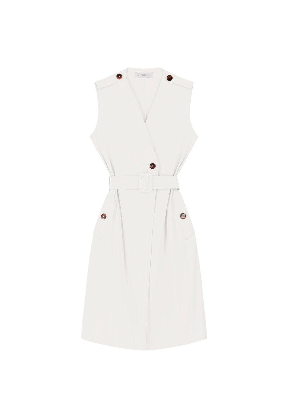 Sleeveless wrap dress - Optical White