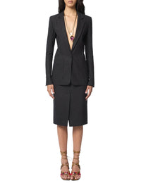 Blazer à fines rayures en laine - Noir
