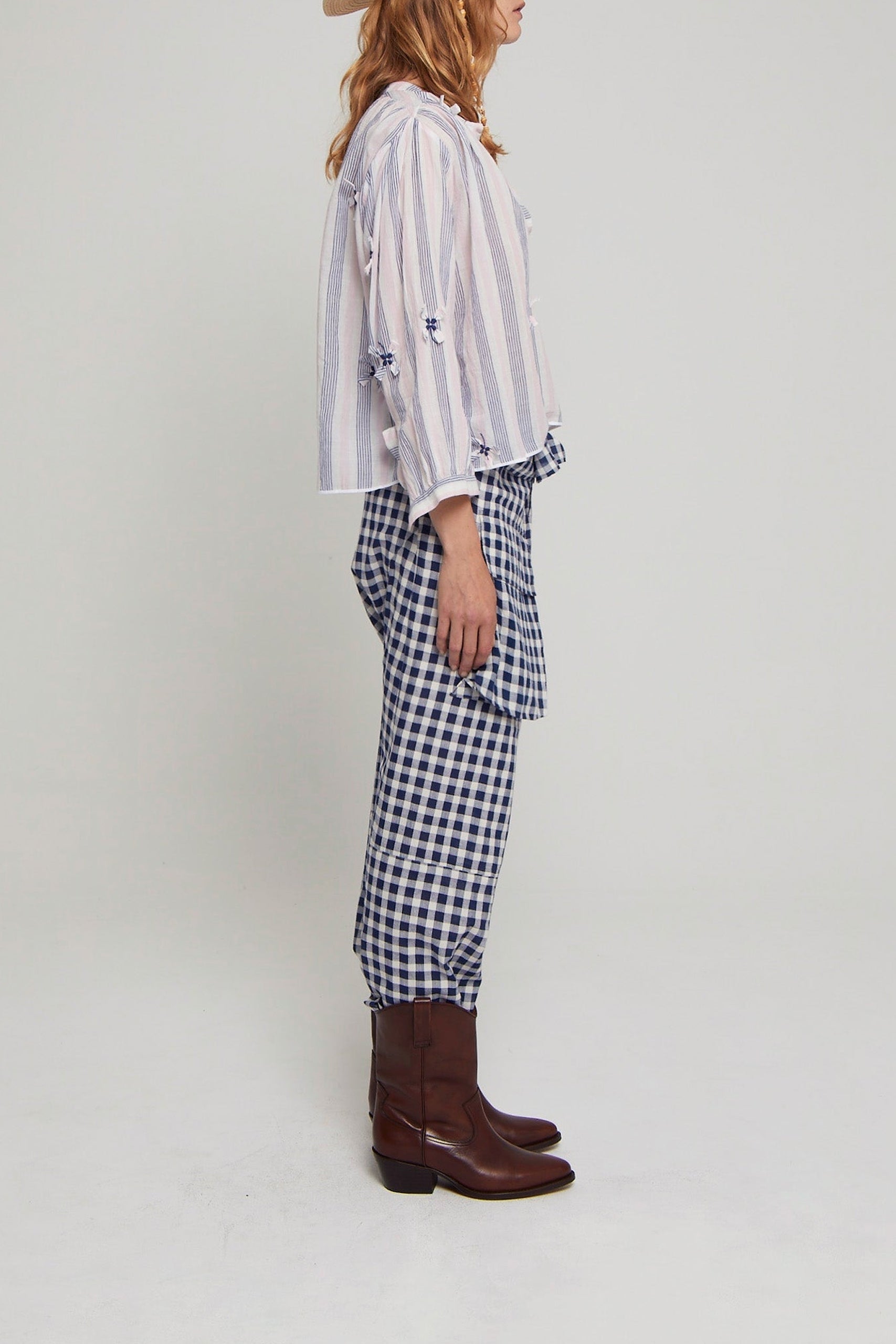 Pantalon sarouel Nicobar carreaux - Blue