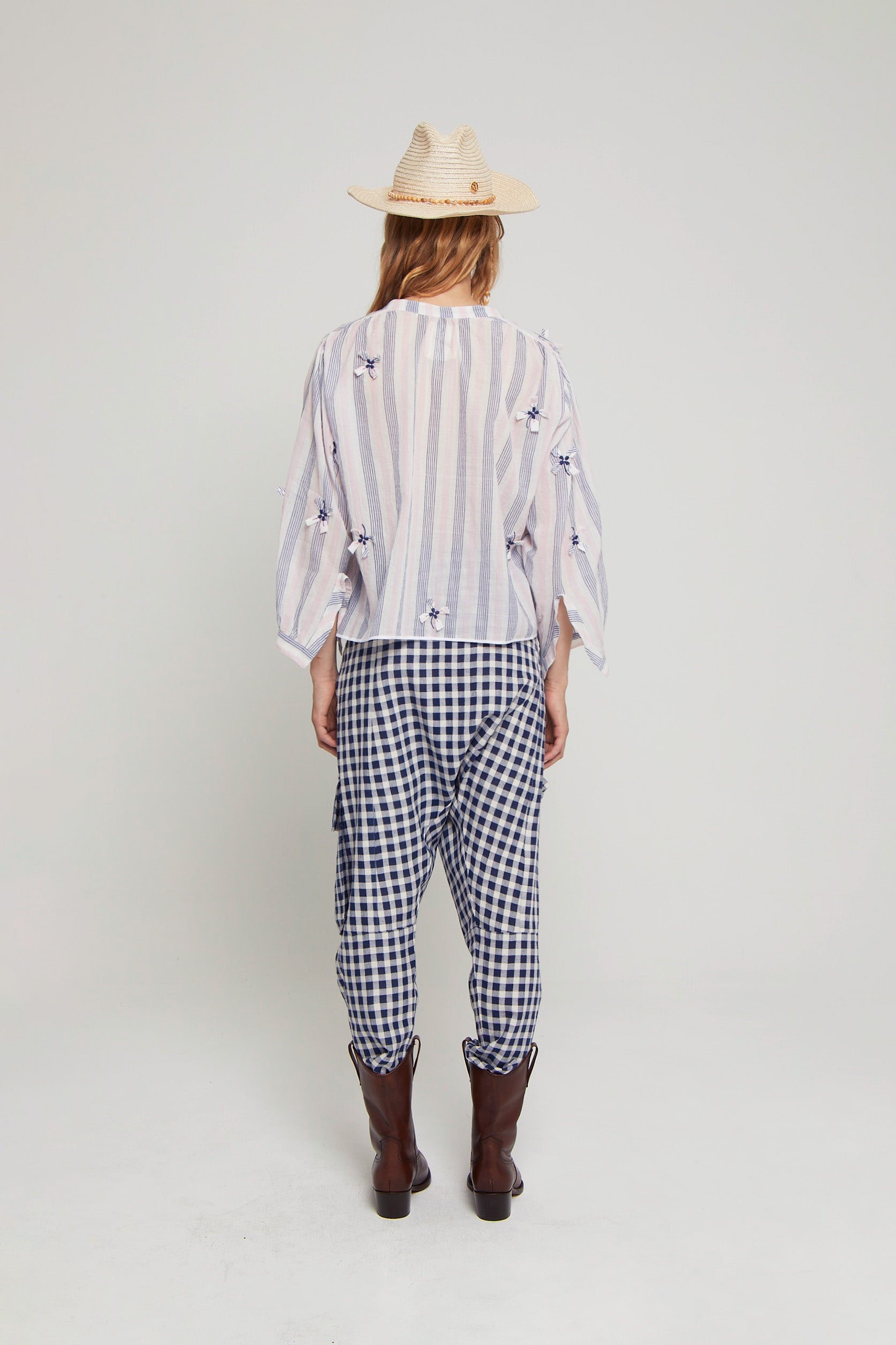Pantalon sarouel Nicobar carreaux - Blue