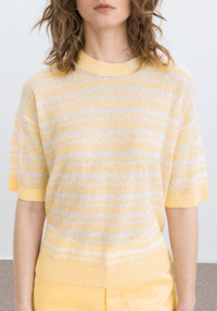 T-shirt Nimble rayé en lin mélangé - Ananas