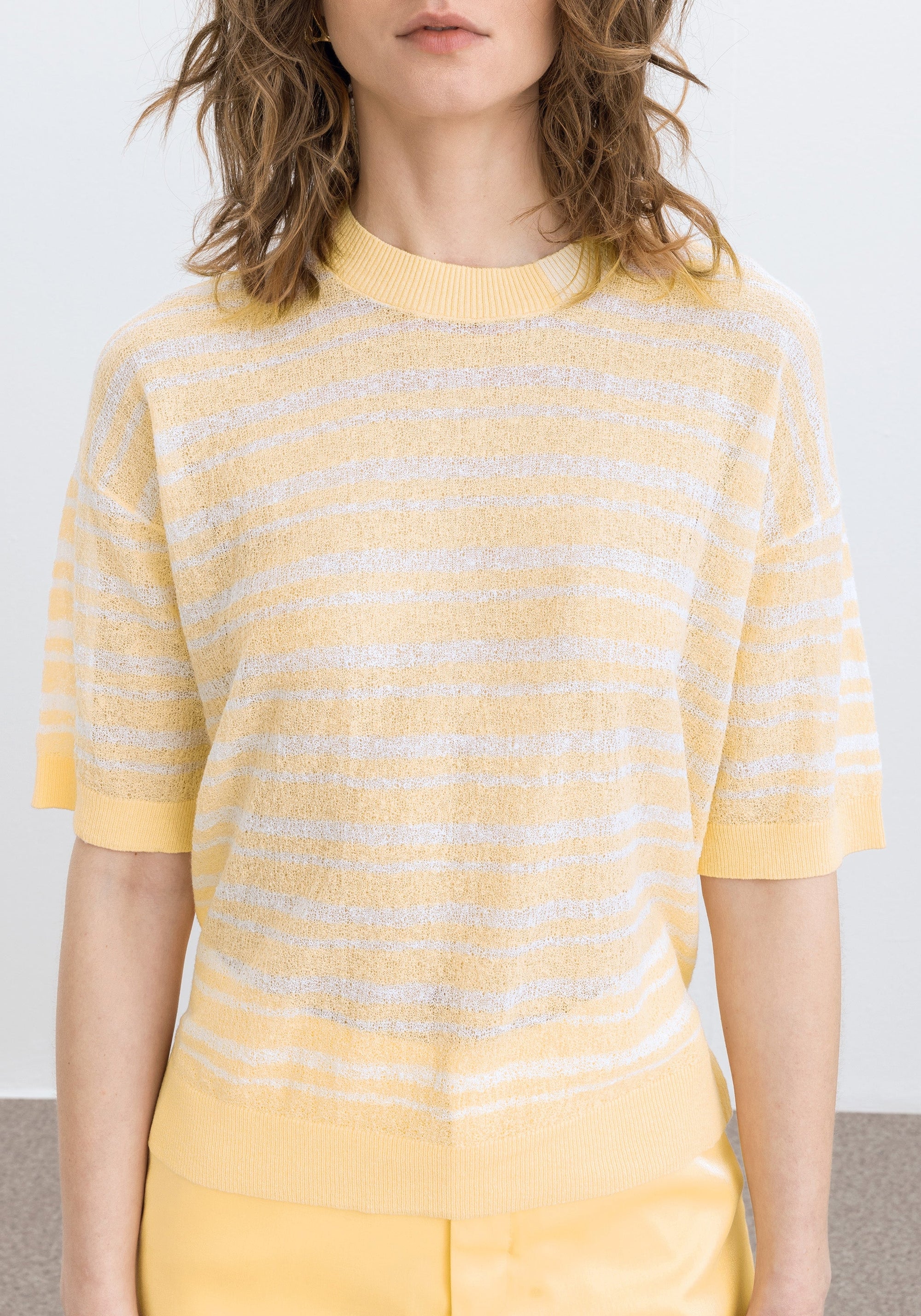 T-shirt Nimble rayé en lin mélangé - Ananas