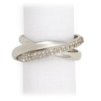 Coffret de 4 ronds de serviette trois anneaux avec cristal - Argent