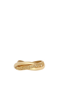 Set of 4 brass-plated crystal rings with gold - Gold
