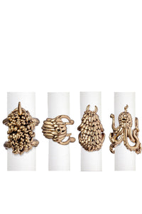 Set of 4 Haas Monster Ball brass napkin rings - Gold