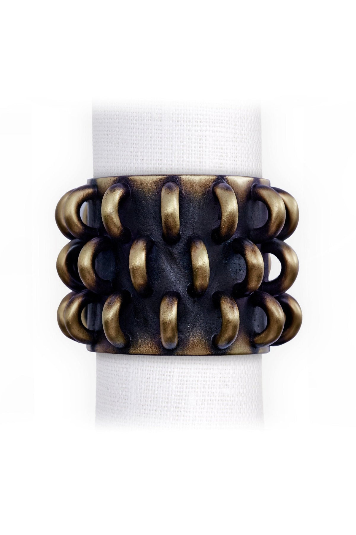 Set de 4 ronds de serviette Tulum en laiton - Or