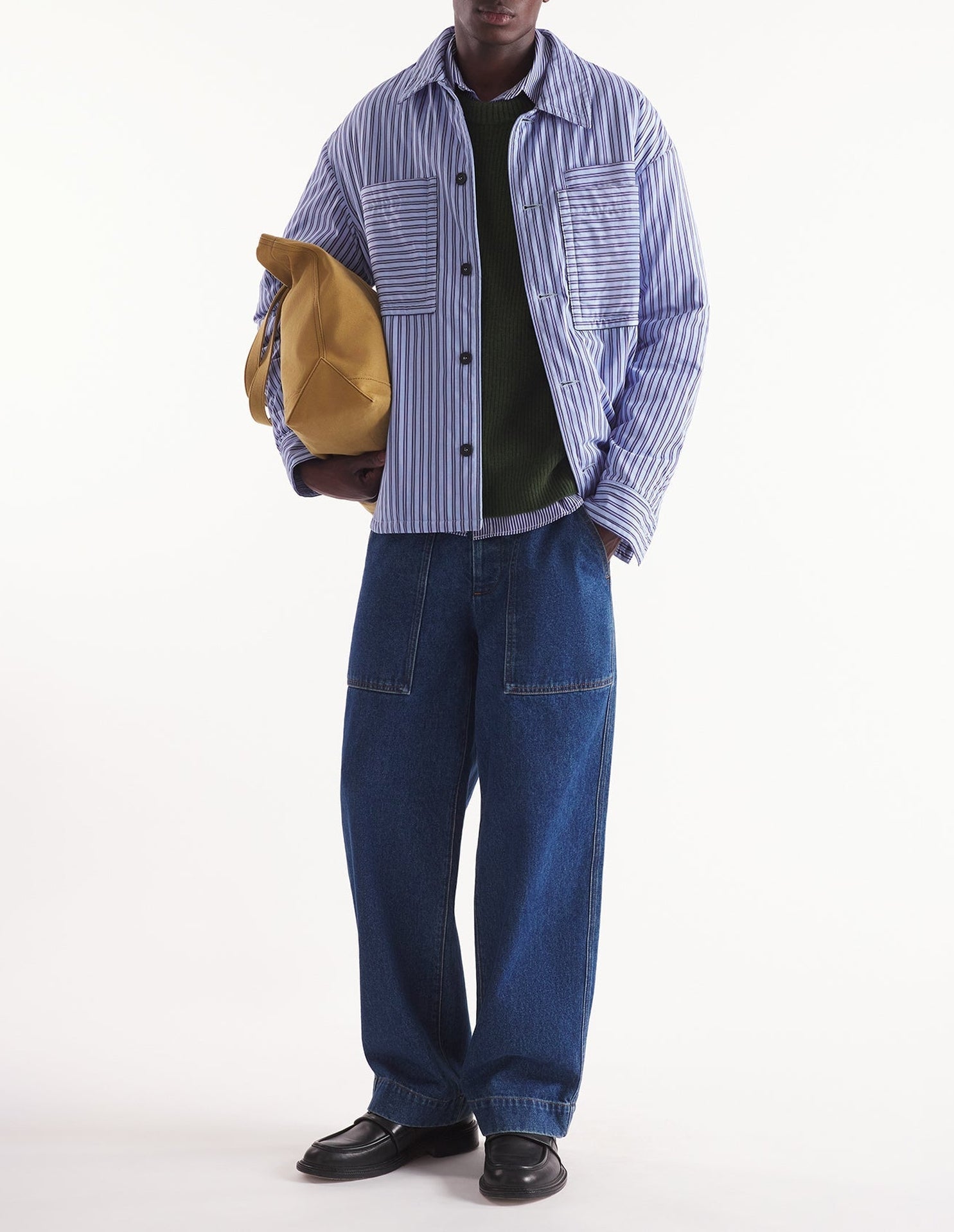 Oversized quilted overshirt - Navy & Blue