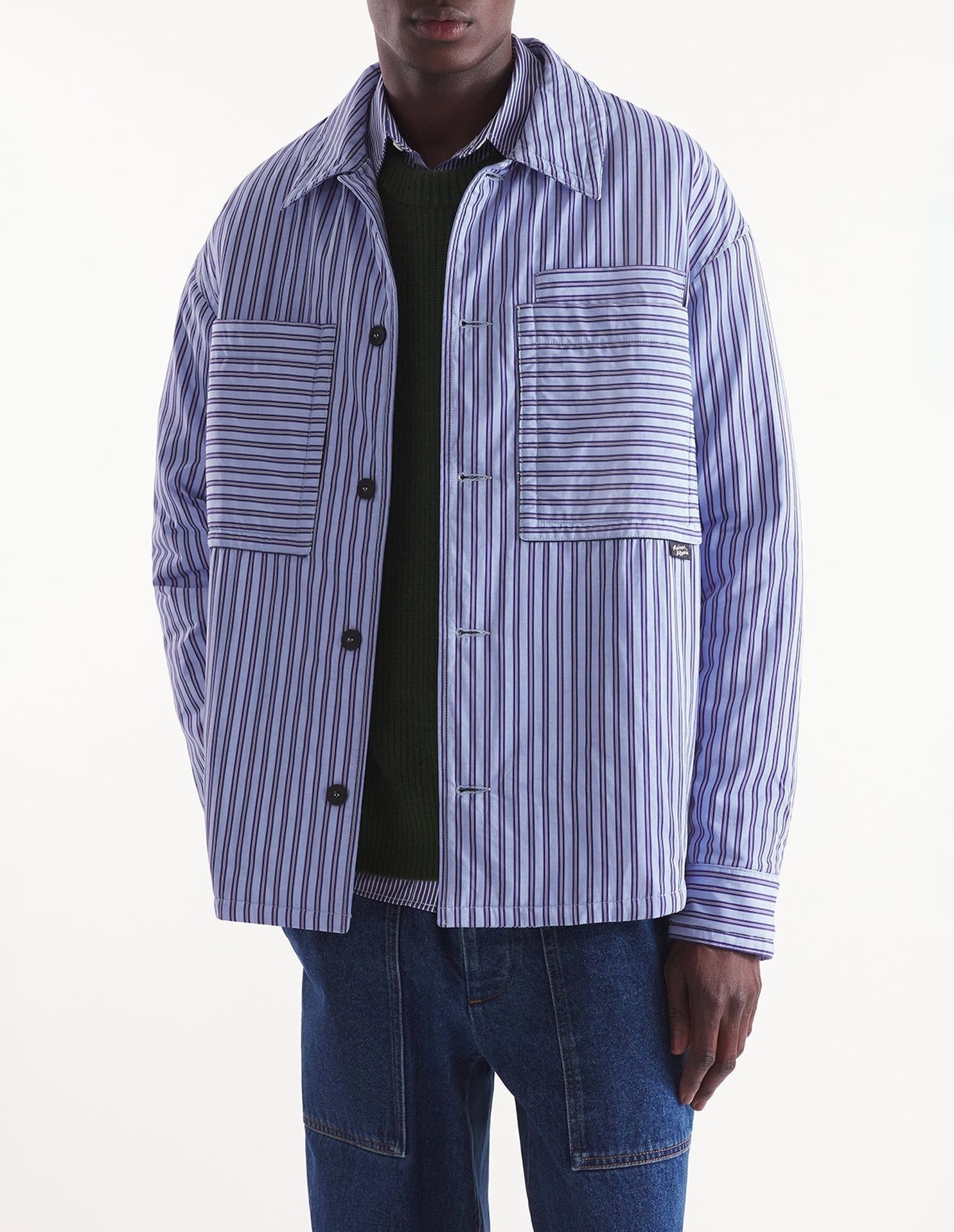 Oversized quilted overshirt - Navy & Blue