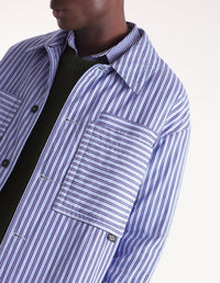 Oversized quilted overshirt - Navy & Blue