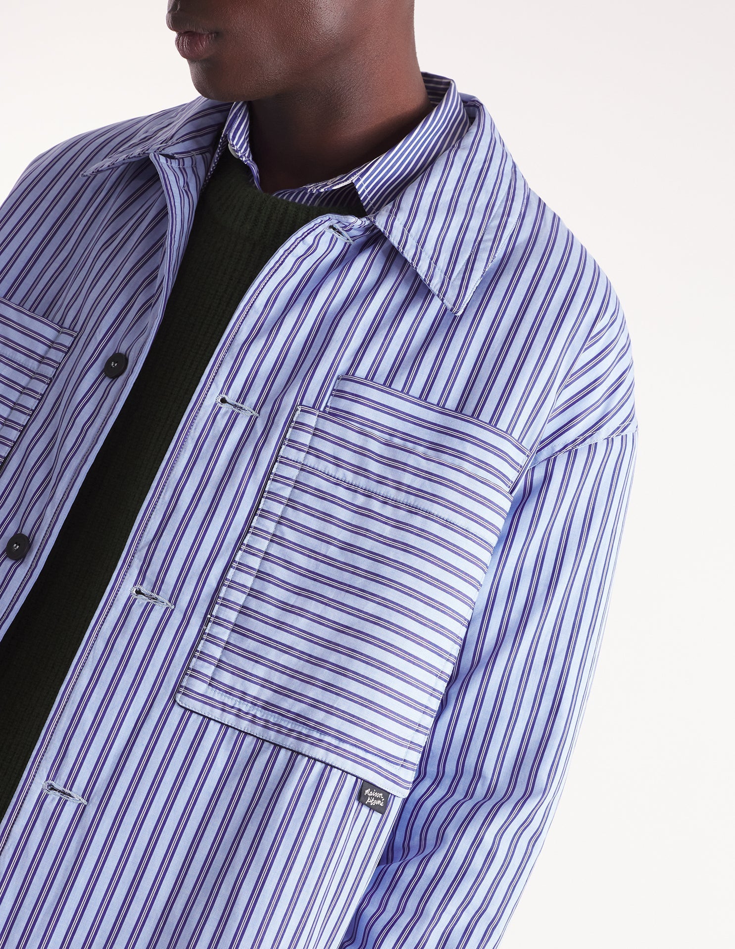 Oversized quilted overshirt - Navy & Blue