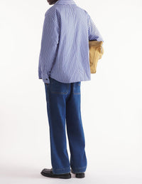 Oversized quilted overshirt - Navy & Blue