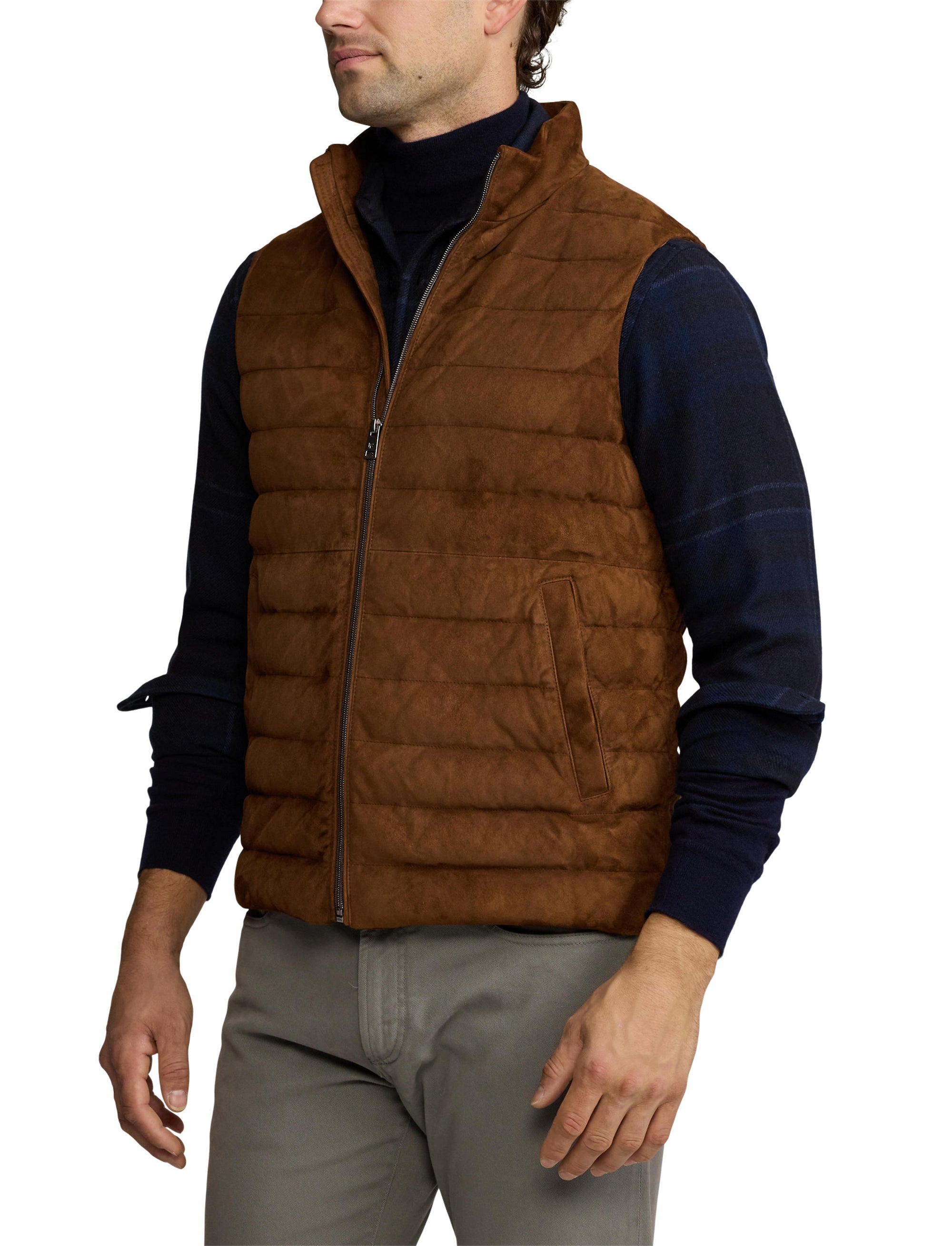 Doudoune gilet Hoffman en daim - Chestnut Brown