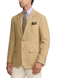 Veste Kent à chevrons en cachemire et soie mélangé - Tan