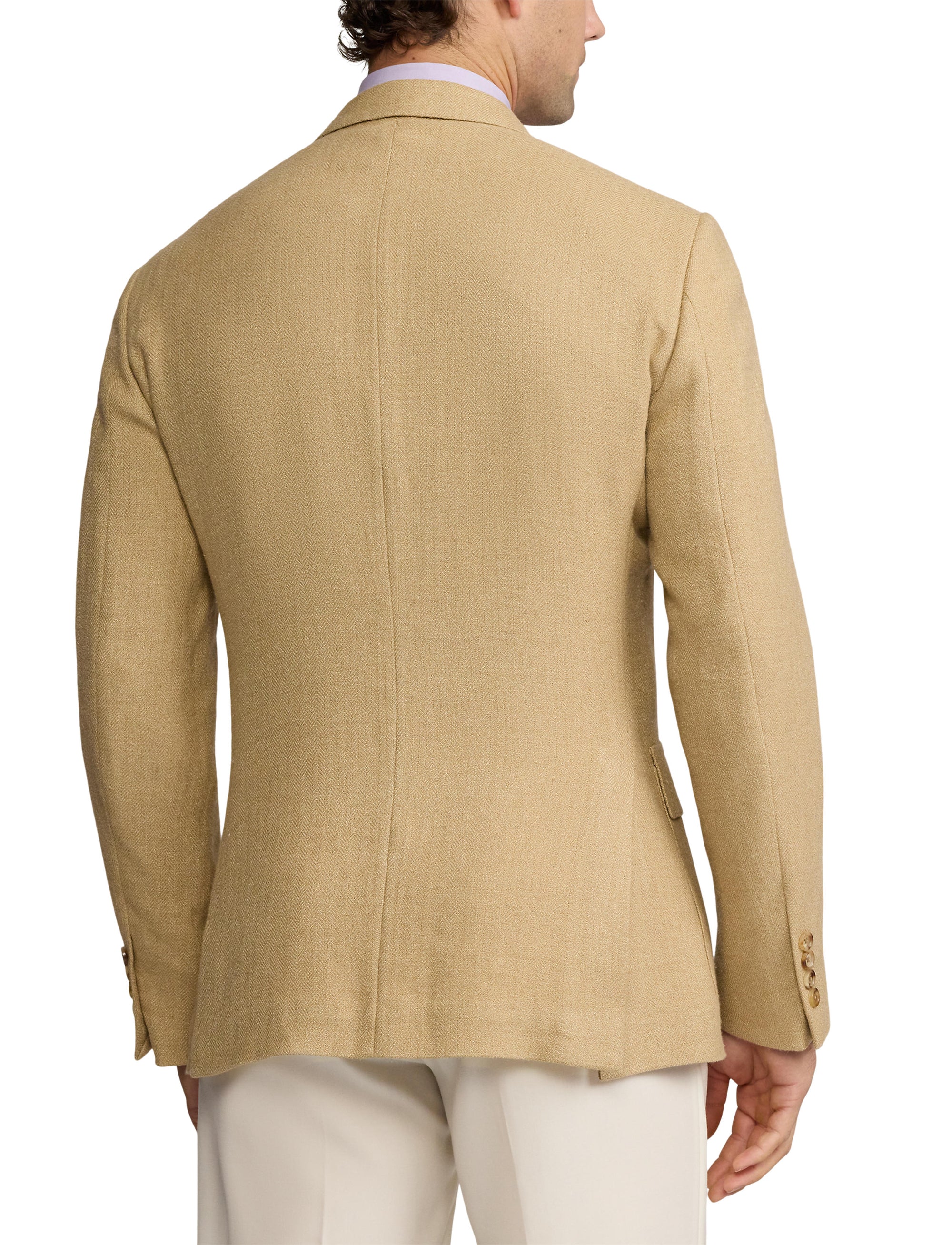 Veste Kent à chevrons en cachemire et soie mélangé - Tan