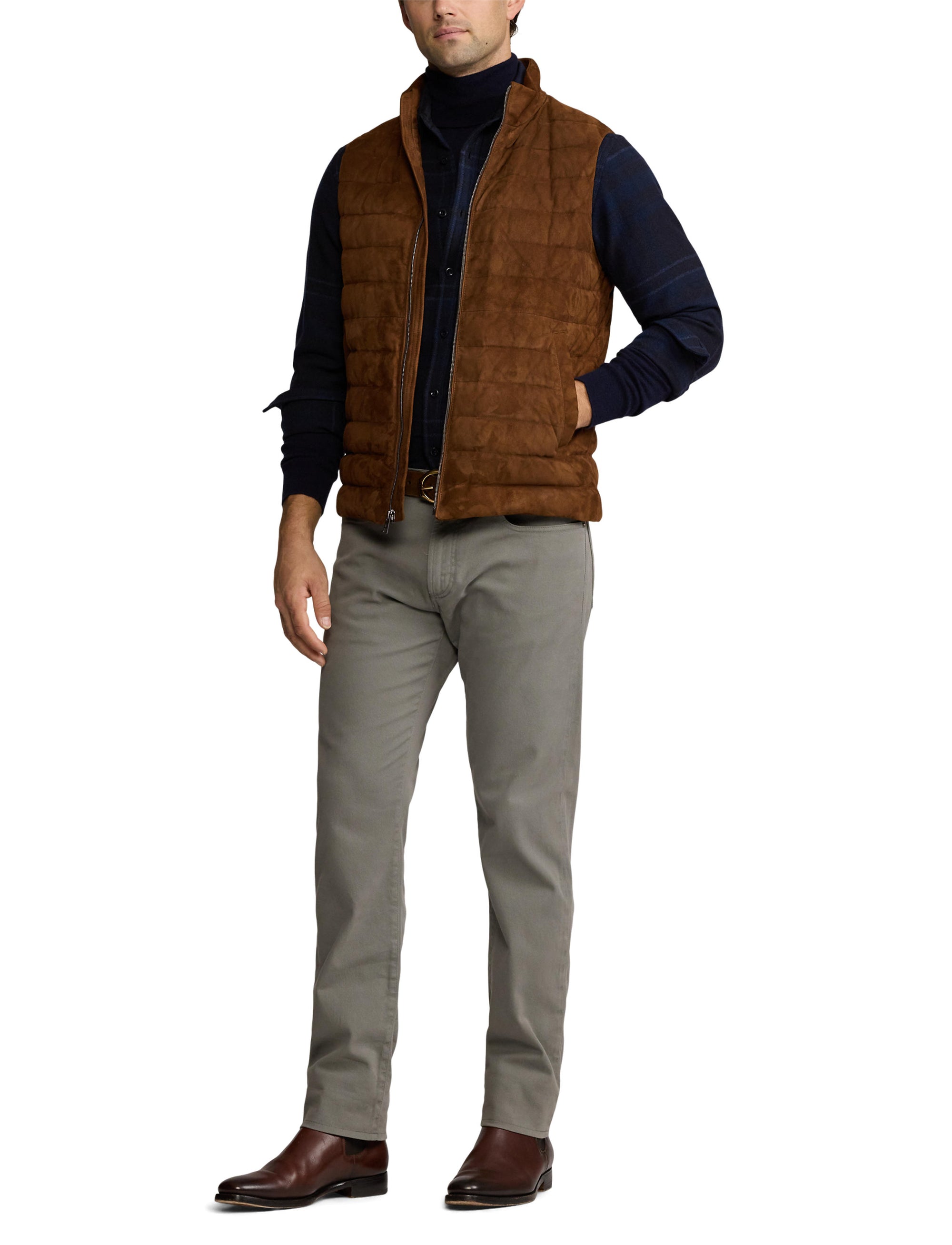 Doudoune gilet Hoffman en daim - Chestnut Brown