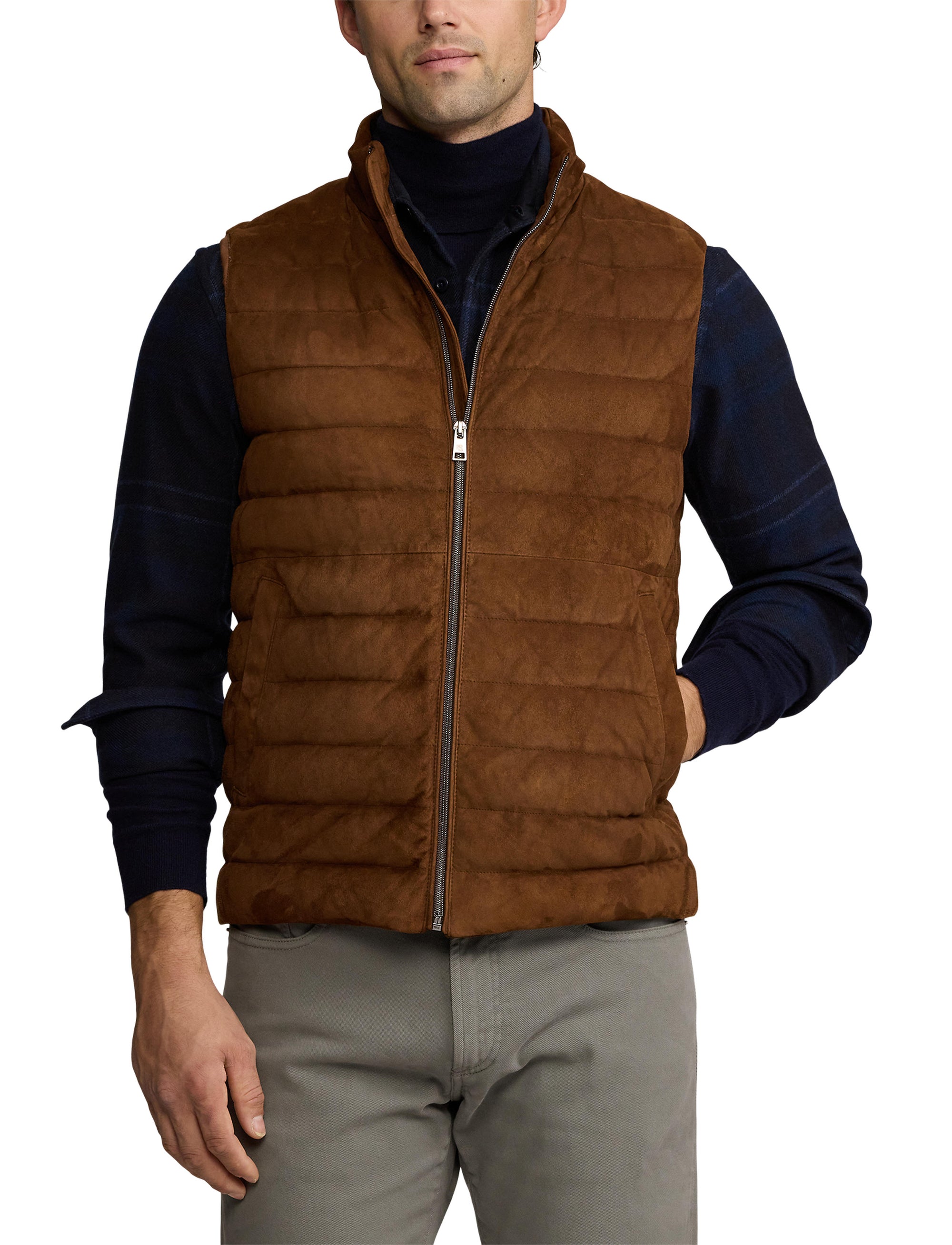 Doudoune gilet Hoffman en daim - Chestnut Brown