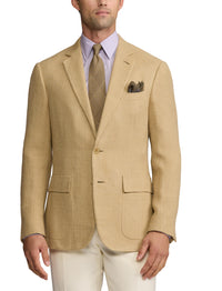 Veste Kent à chevrons en cachemire et soie mélangé - Tan