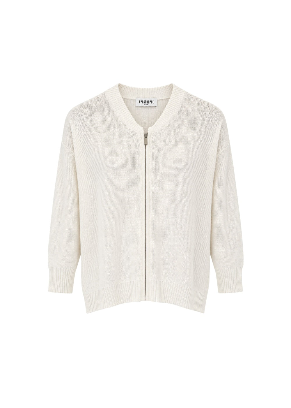 Cardigan court zippé en lin - Blanc Cassé