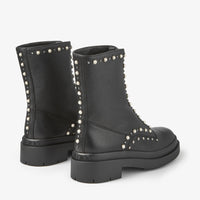 Bottines Nola en cuir à perles et clous - Black, Pearl & Gunmetal