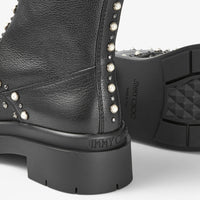 Bottines Nola en cuir à perles et clous - Black, Pearl & Gunmetal
