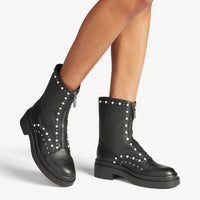 Bottines Nola en cuir à perles et clous - Black, Pearl & Gunmetal