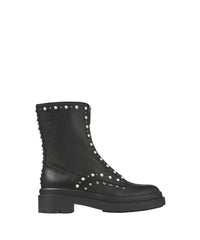 Bottines Nola en cuir à perles et clous - Black, Pearl & Gunmetal