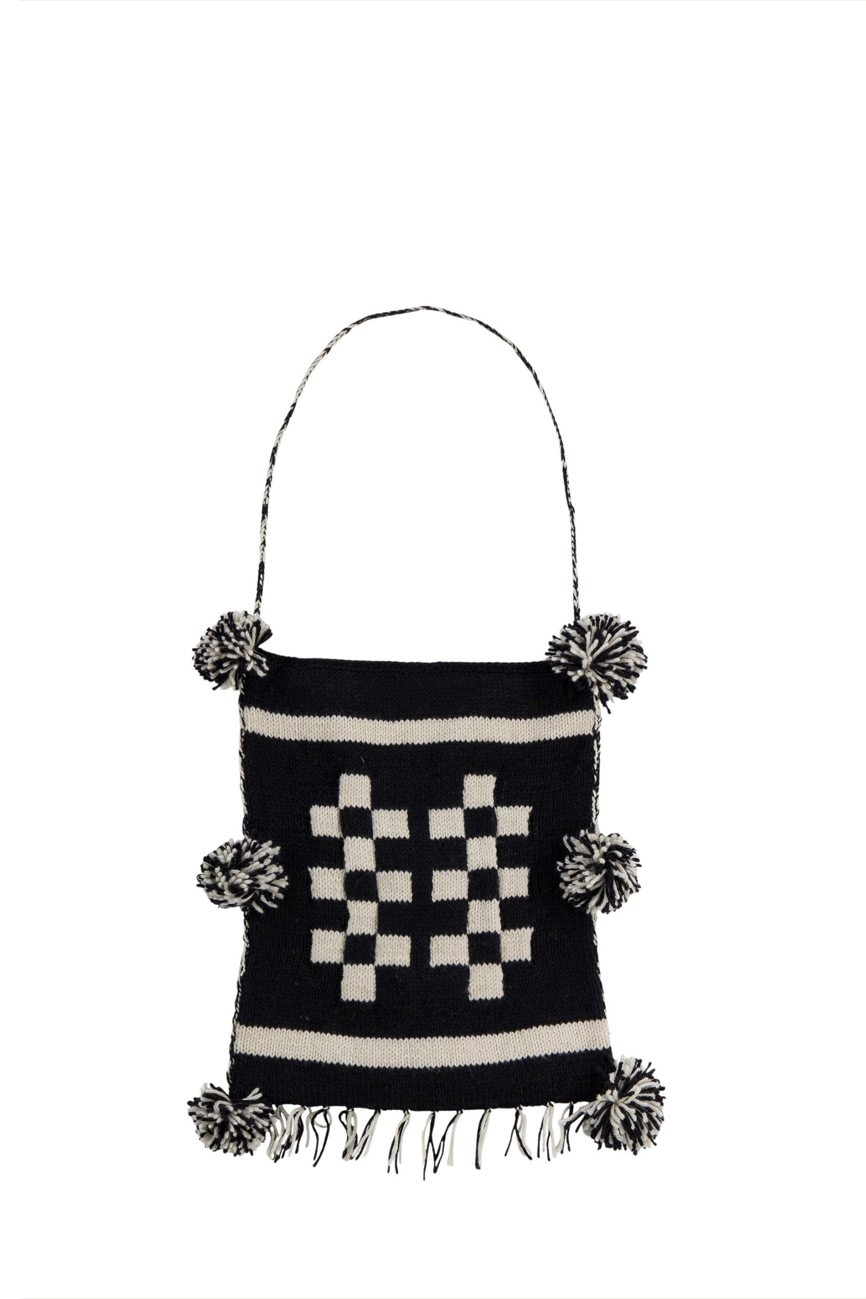 Sac Bag à pompons en laine - Black & White