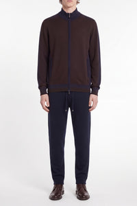 Ensemble de survêtement à bandes en cachemire et soie - Dark Navy