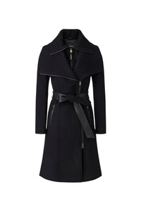 Manteau Nori mi-long ceinturé en laine - Black