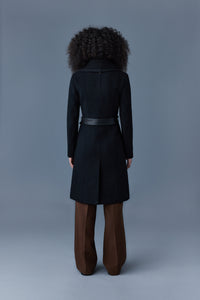 Manteau Nori mi-long ceinturé en laine - Black