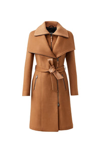 Manteau Nori mi-long ceinturé en laine - Camel