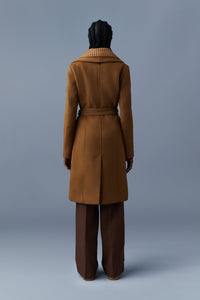 Manteau Nori mi-long ceinturé en laine - Camel