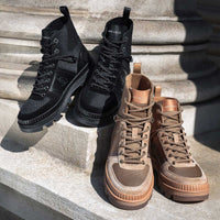 Bottines Normandy en nylon et cuir - Biscuit Mix