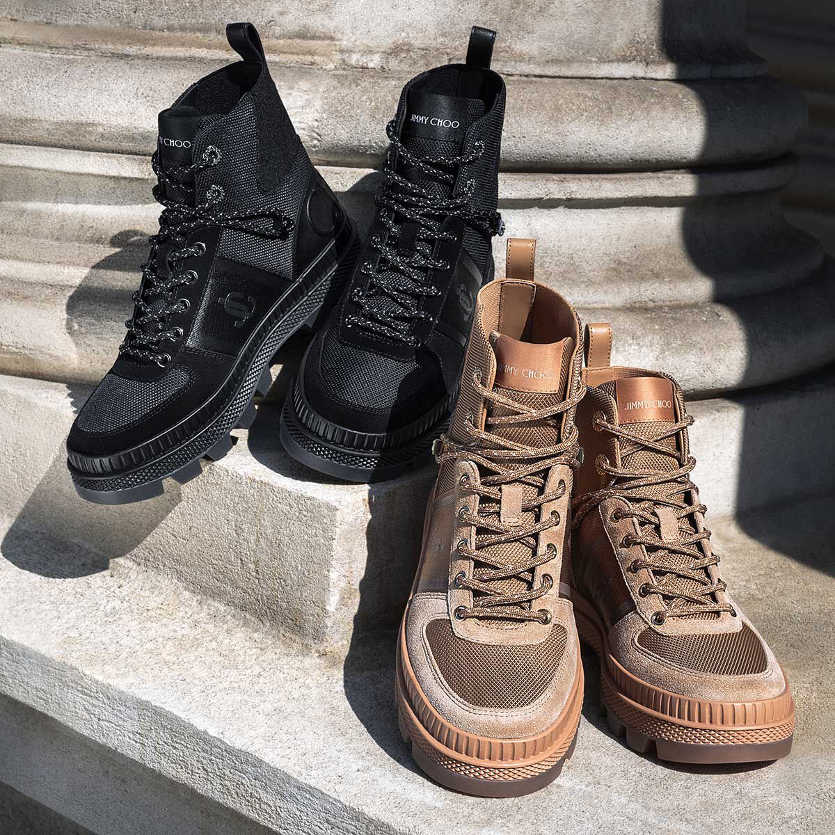 Bottines Normandy en nylon et cuir - Biscuit Mix