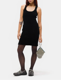 Robe courte smockée en velours - Black