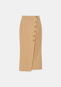 Jupe midi Nougat en laine - Light Camel