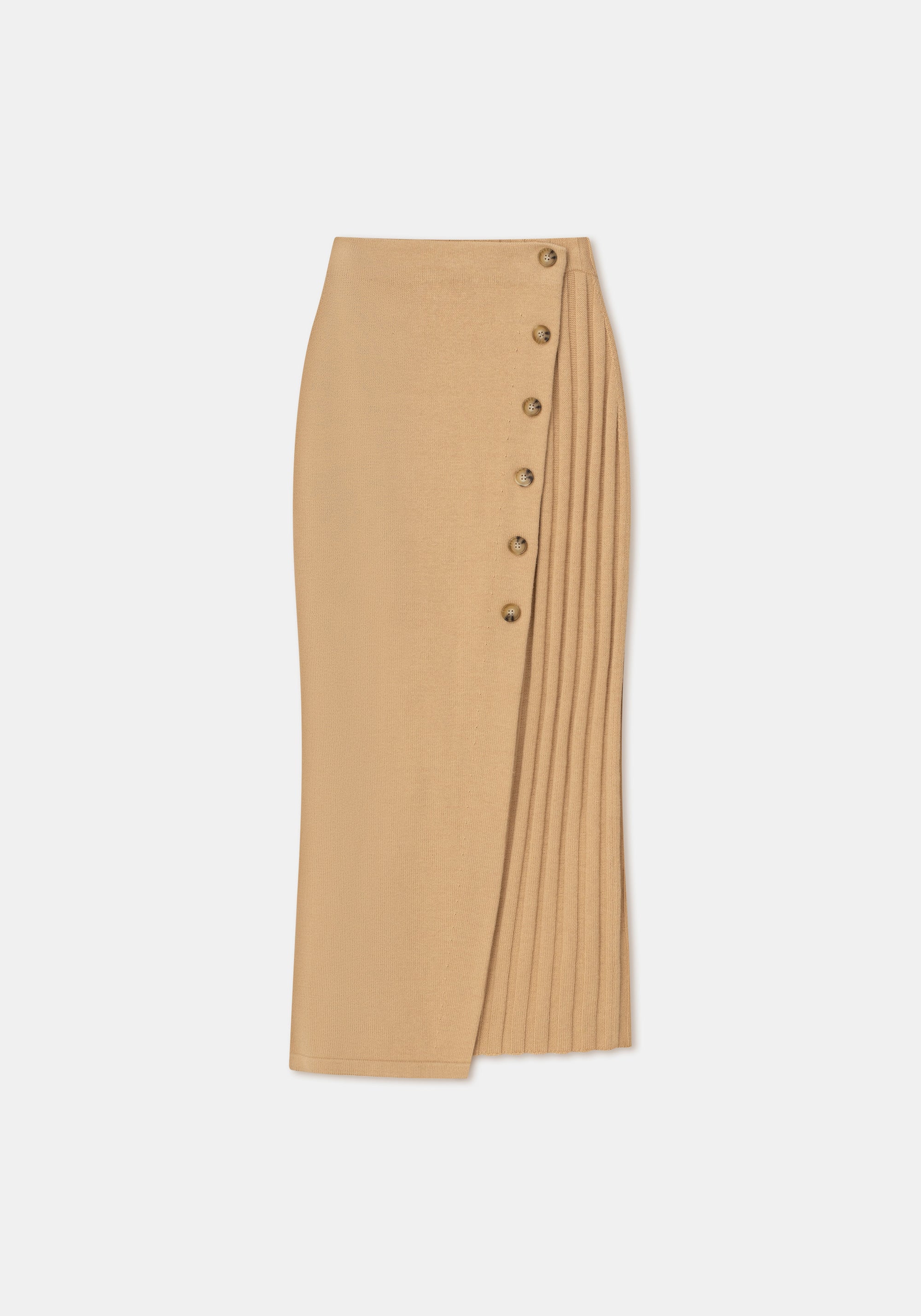 Jupe midi Nougat en laine - Light Camel