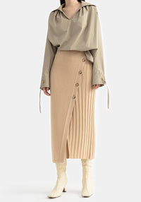 Jupe midi Nougat en laine - Light Camel
