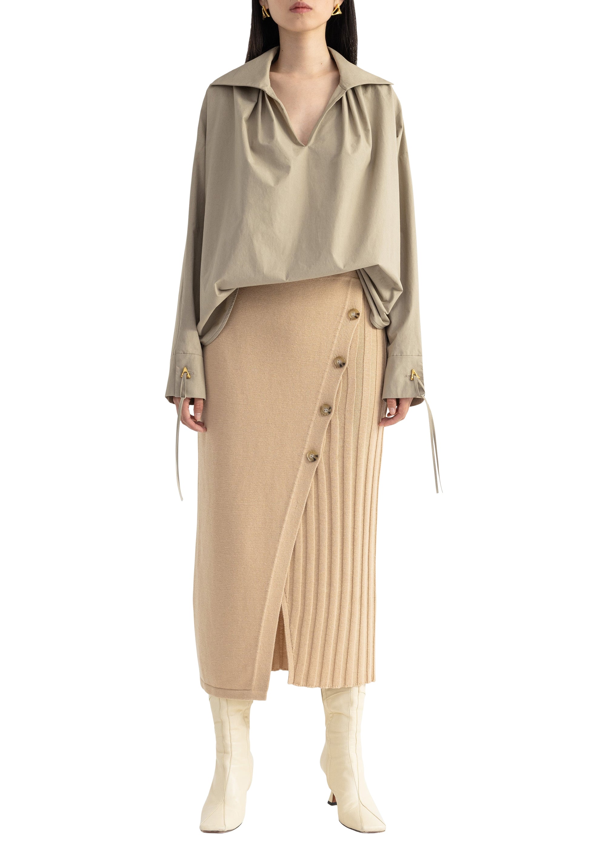 Jupe midi Nougat en laine - Light Camel
