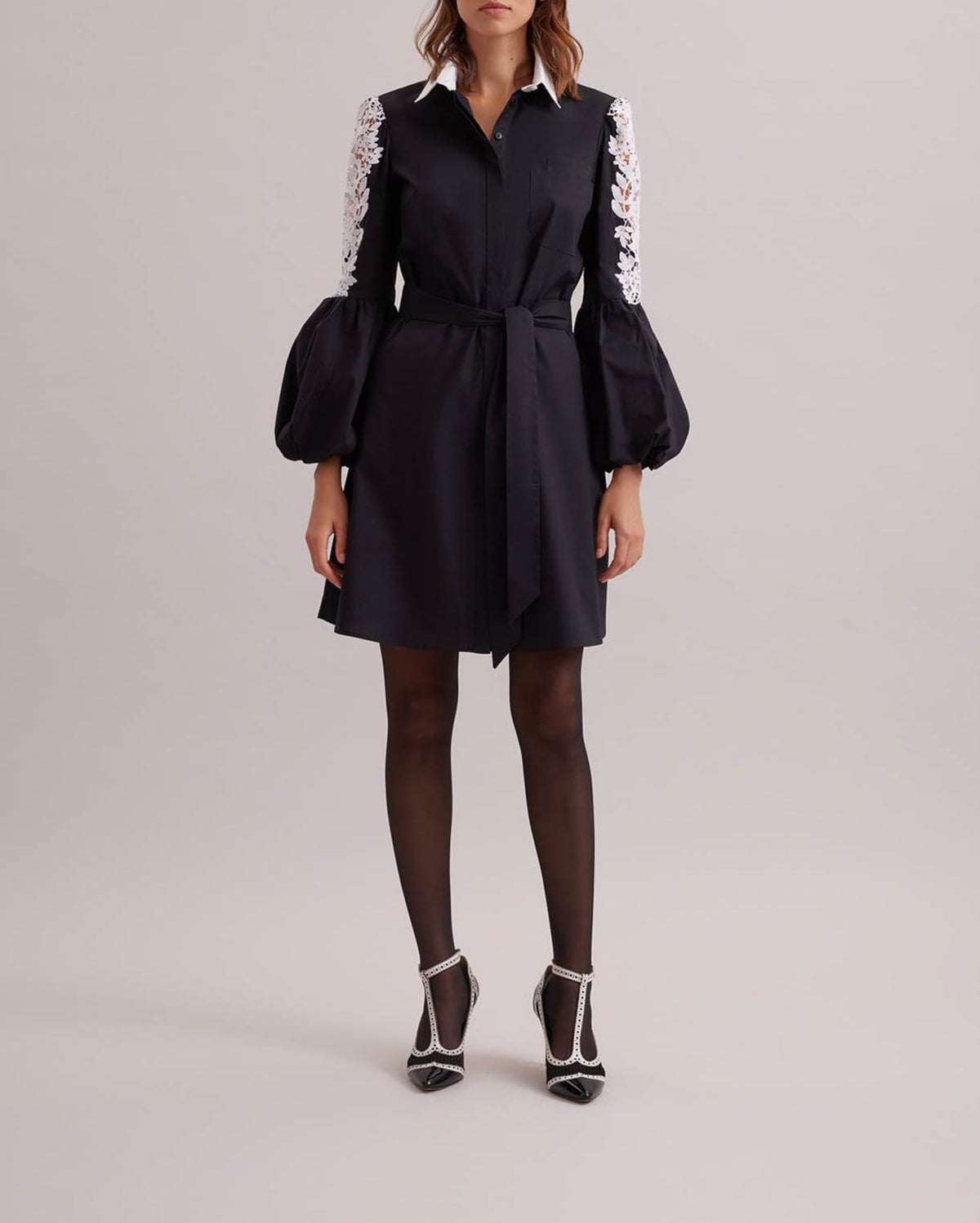 Robe Novalis à détails brodés - Black & White