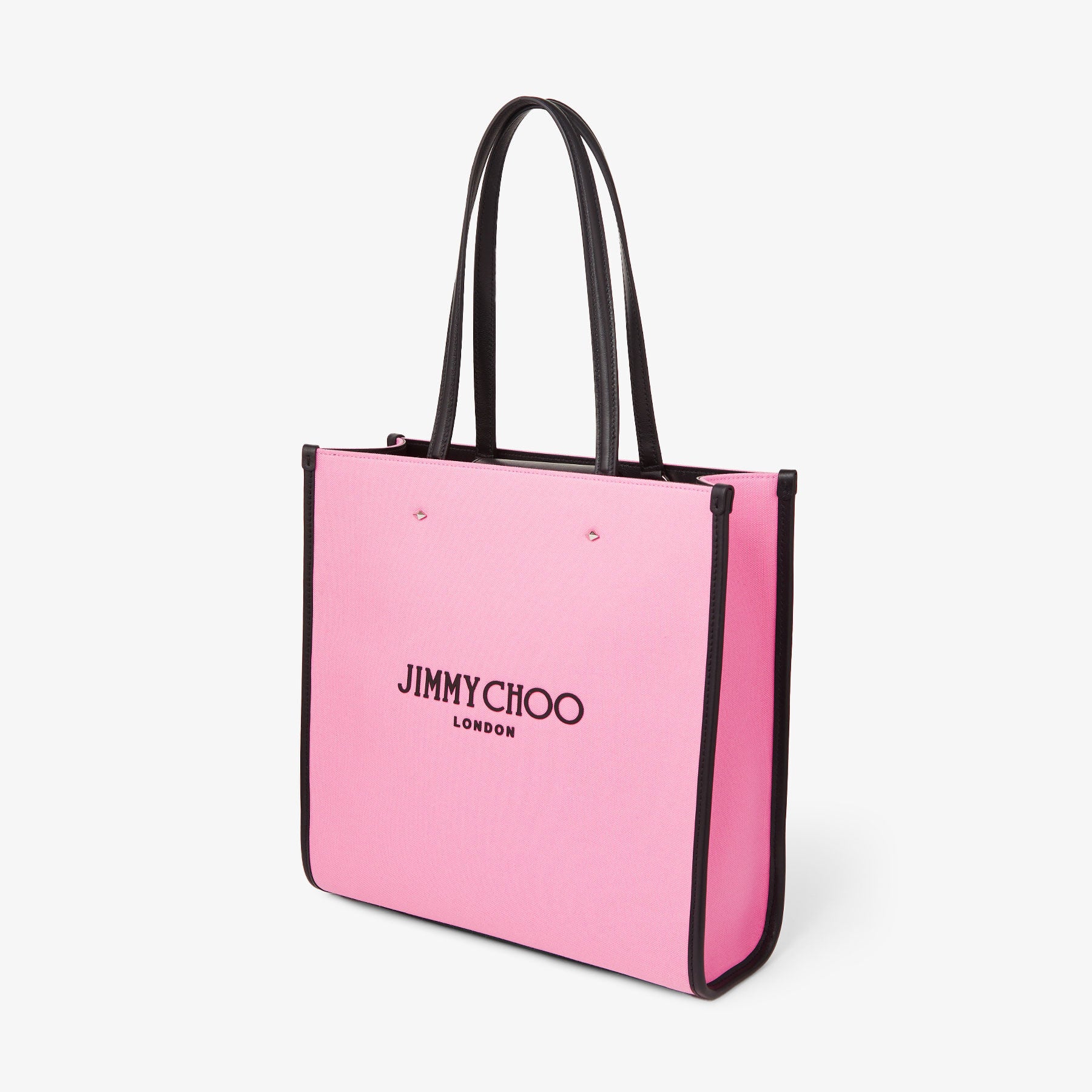 Cabas en toile - Candy Pink, Black & Silver