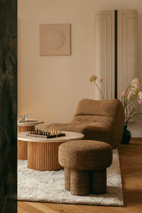 Pouf ou tabouret Corinthe - Tweed Marron