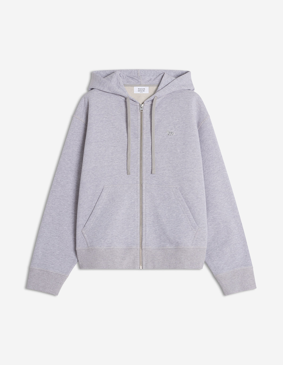 Baby Fox Zipped Hoodie - Light Grey Melange