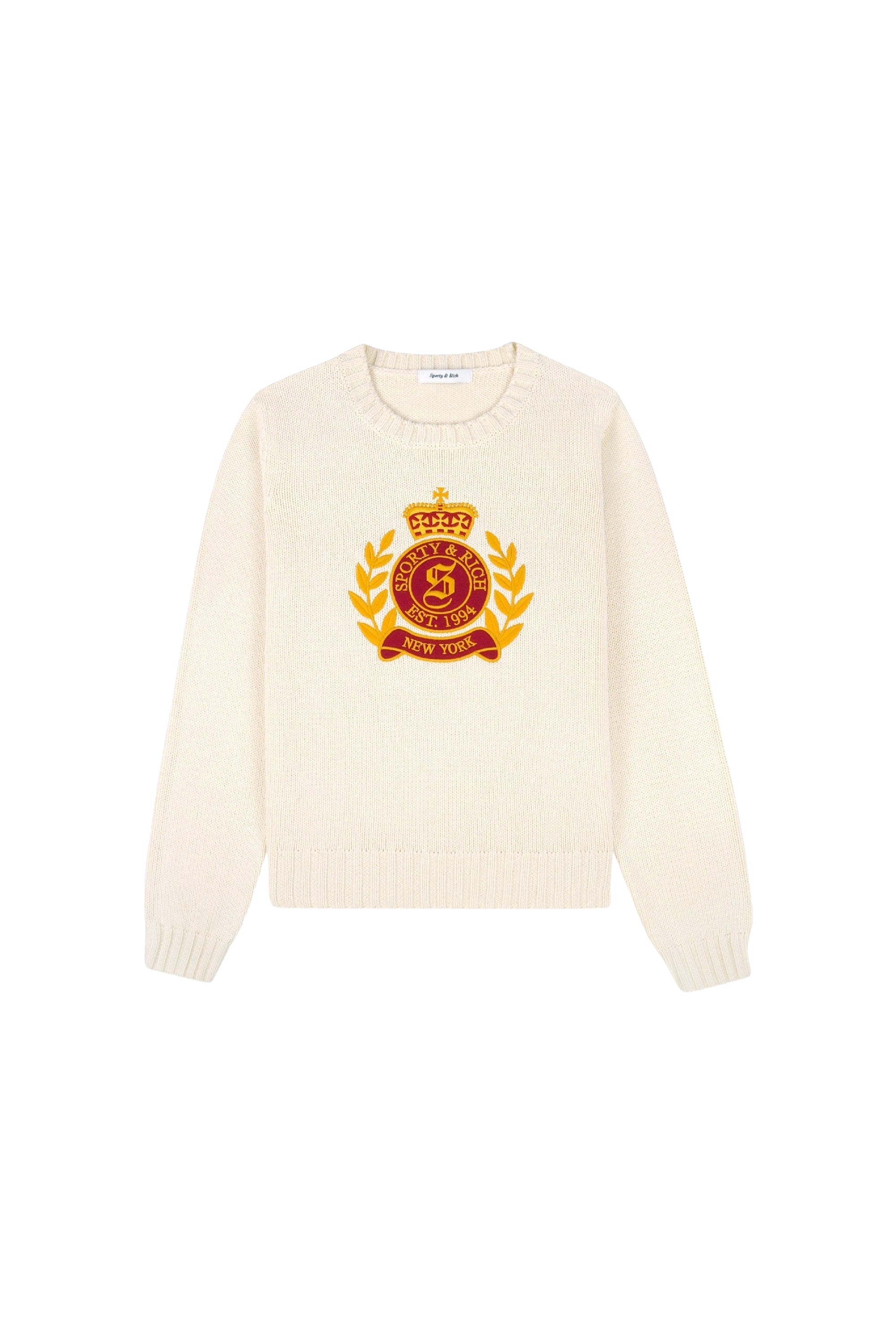 Sweatshirt NY Crest avec écusson en maille - Cream