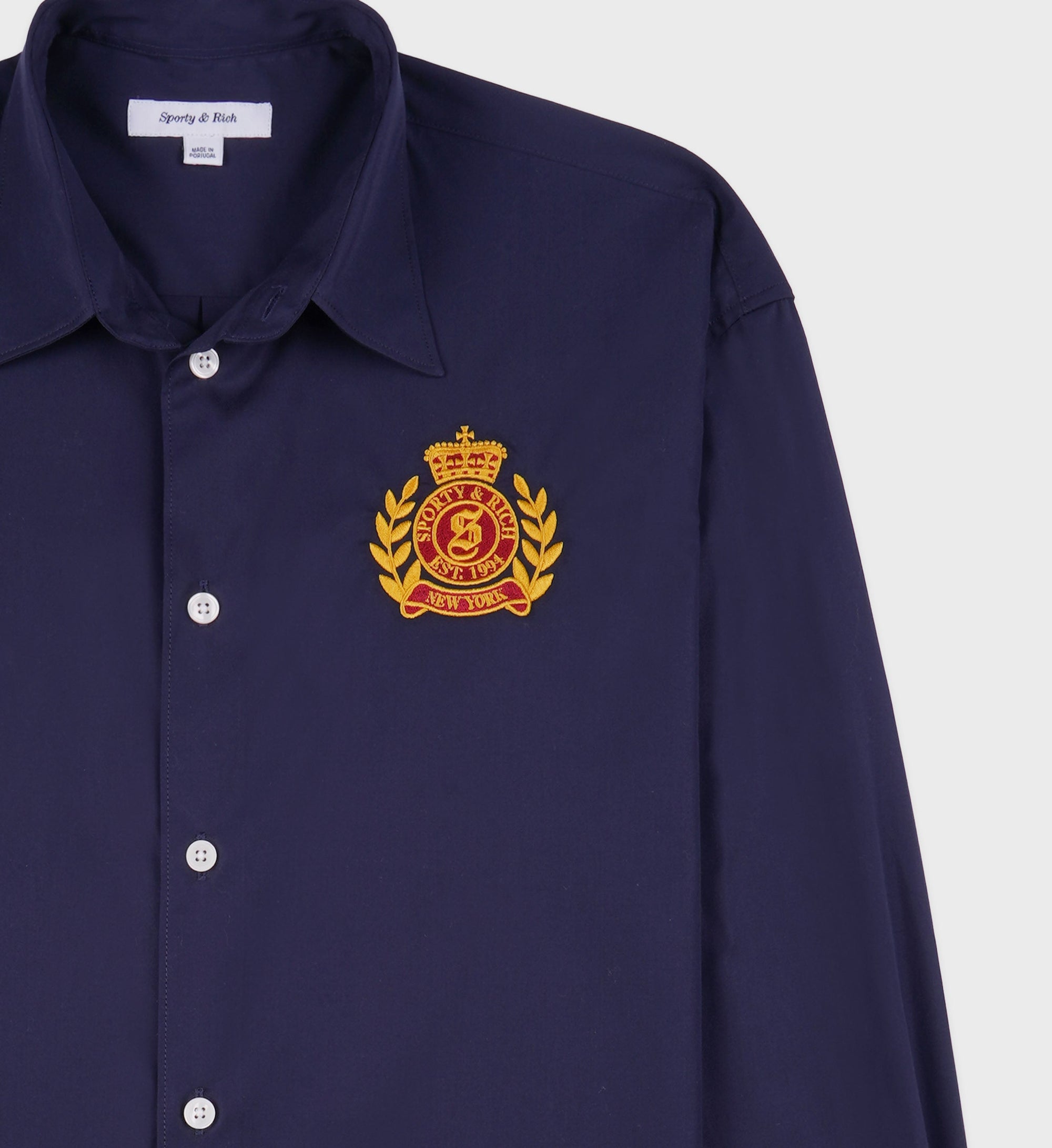 Embroidered oversize shirt - Navy