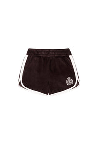 Short NY Crest en velours - Chocolate