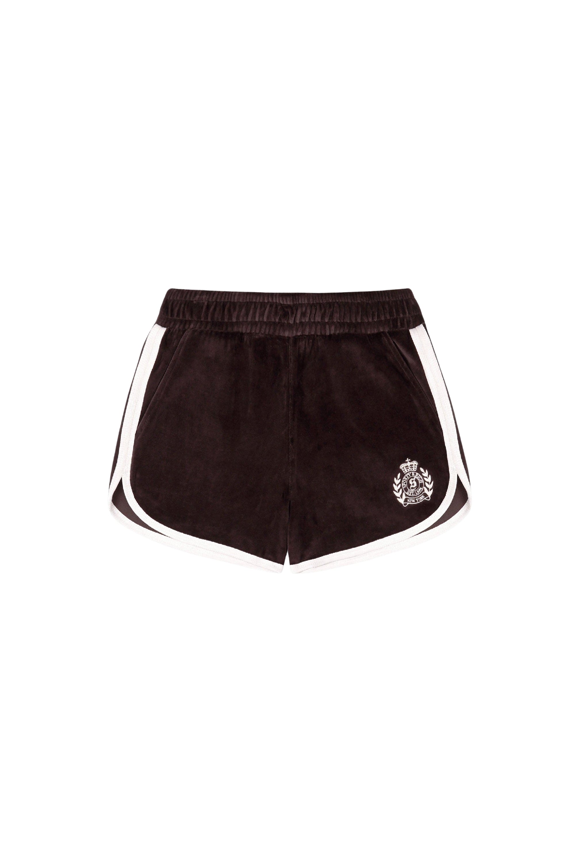 Short NY Crest en velours - Chocolate