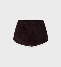 Short NY Crest en velours - Chocolate